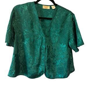 Victoria’s Secret Gold Label Vintage Green Satin Cropped Pajamaa Style Top